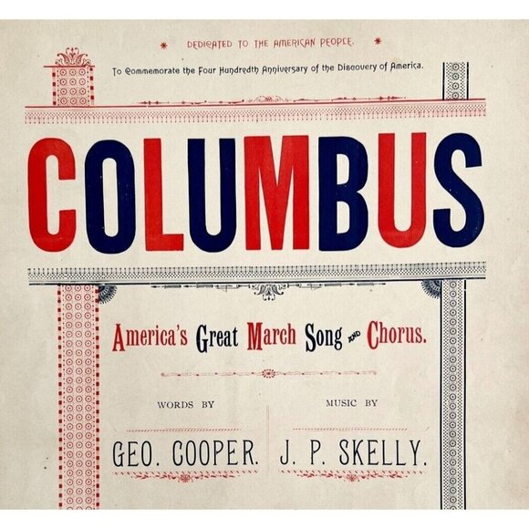 Columbus March 1892 Sheet Music Victorian 400th American Disc Anniversary DWHH3 - Picture 1 of 2